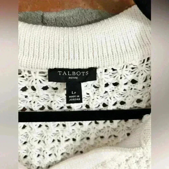 Talbots OPEN STITCH JOHNNY COLLAR PULLOVER Size LP - Picture 4 of 8